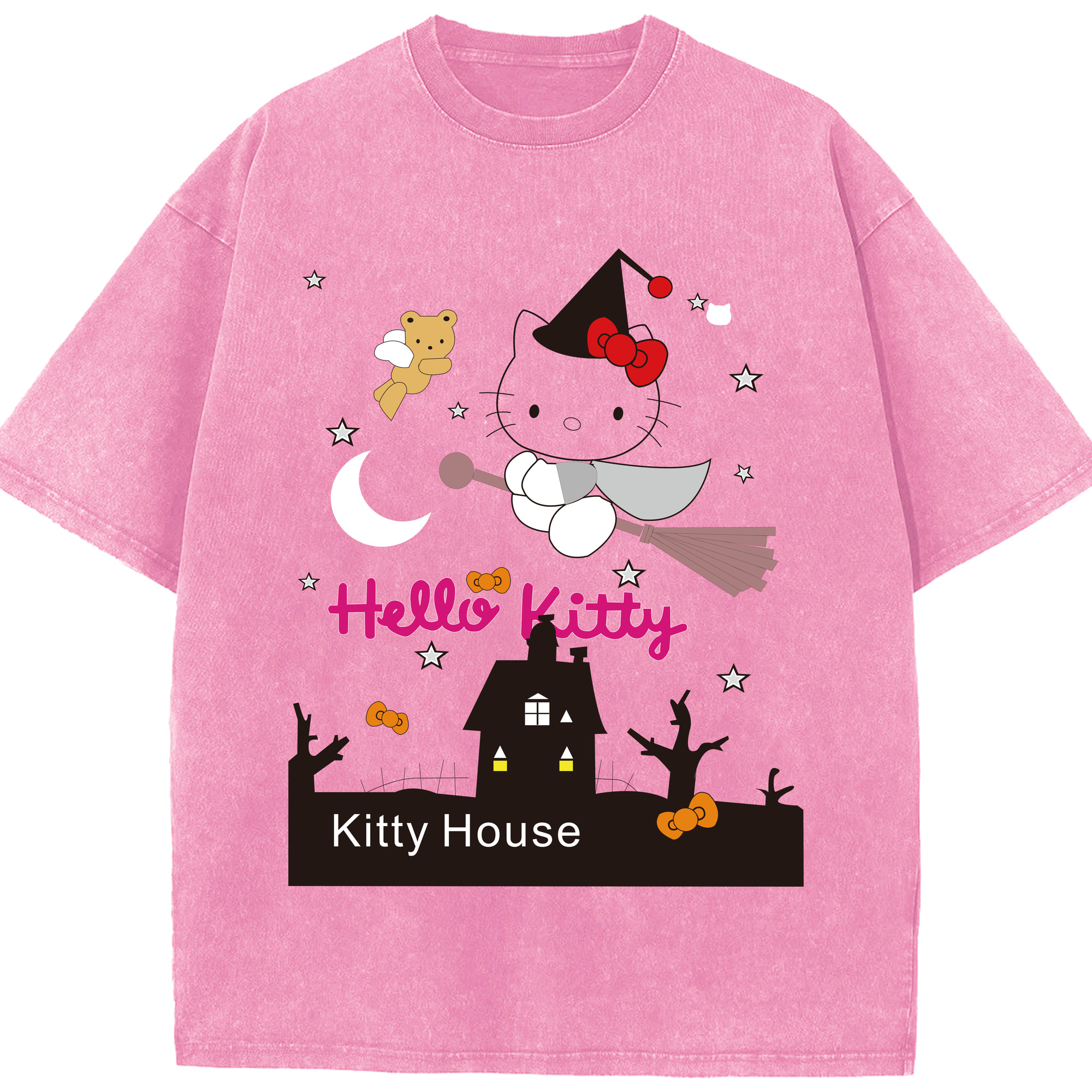 （画像用） Hello Kitty ハローキティ 綿100% ヴィンテージ風 半袖Tシャツ（フロントプリント）